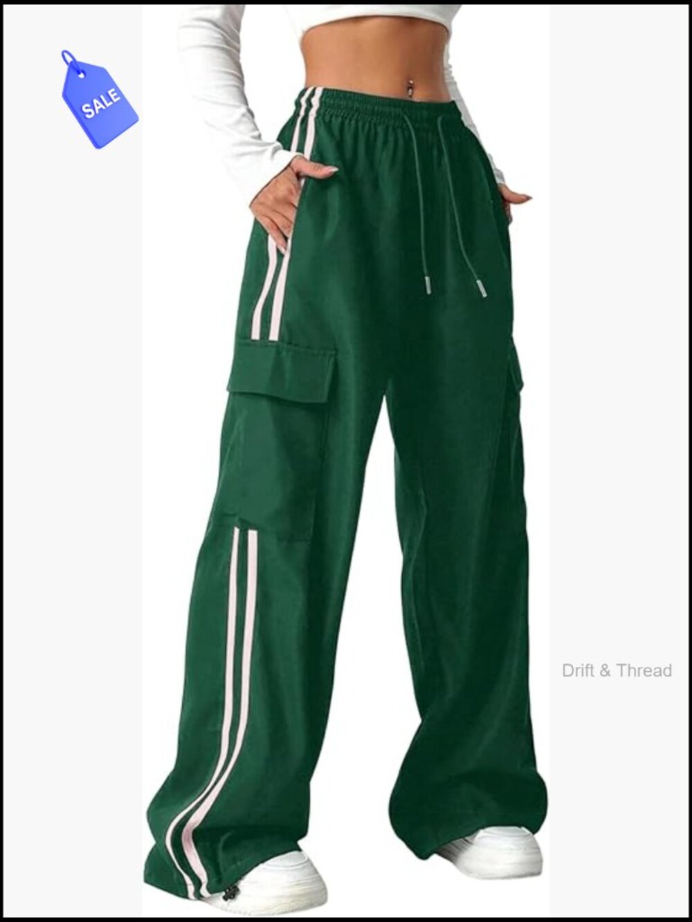 Y2K Wide Leg Cargo Sweatpants Jogger Pockets Drawstring